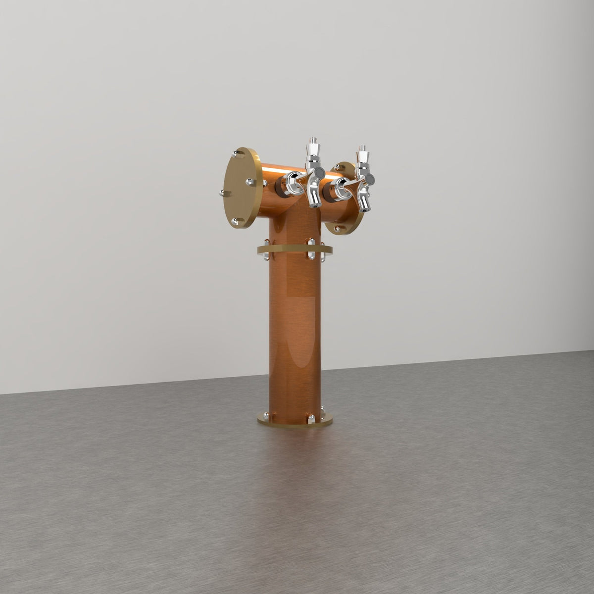 Arcadia Tee Duo Copper 3in — Brushed Copper beer tower