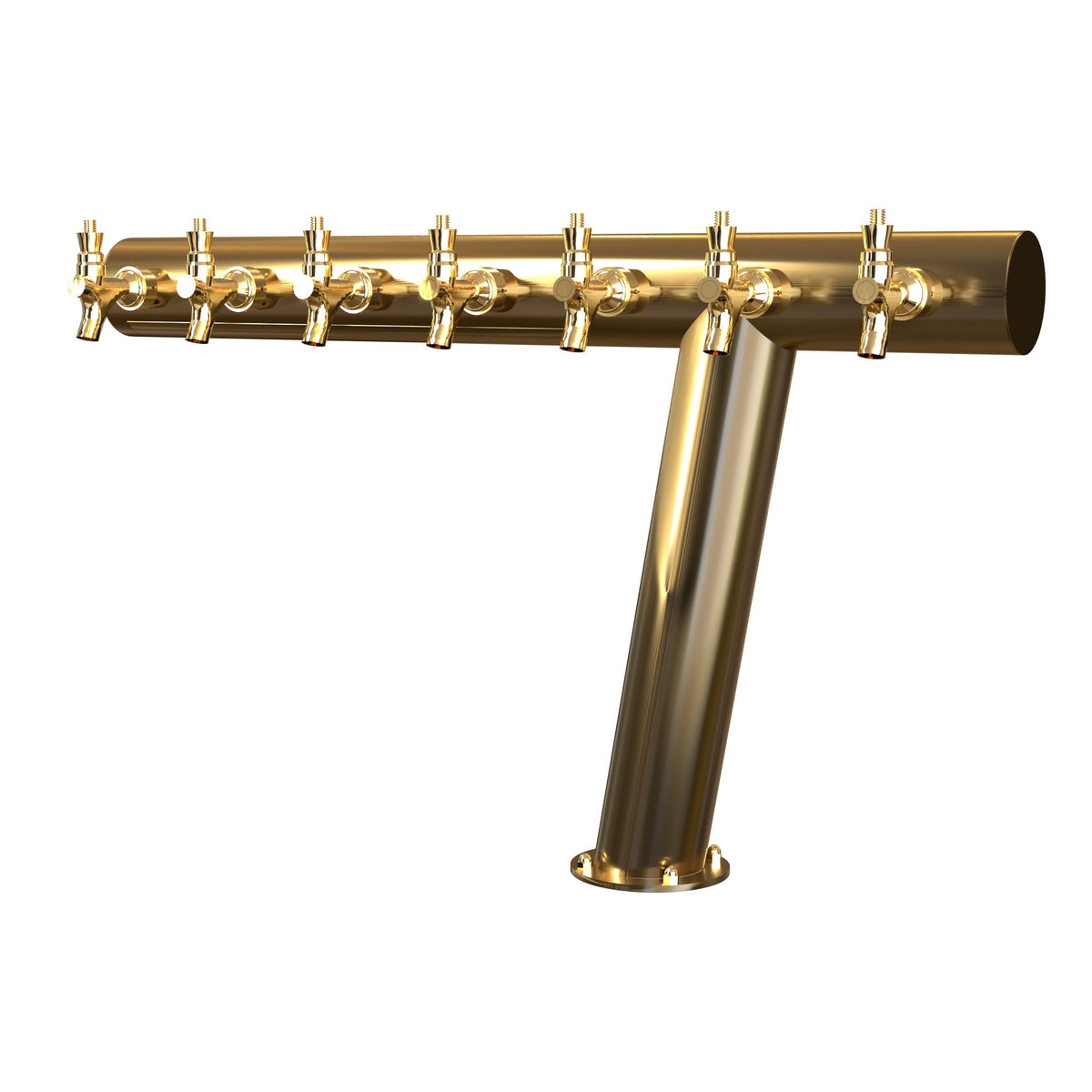 Azimut Tee 3in beer tower, 7 taps, gold with gold faucets