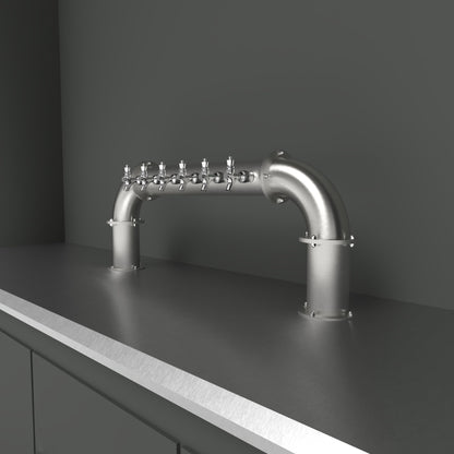 Pont Arcadia 4 po | 6 robinets | Acier inoxydable brossé